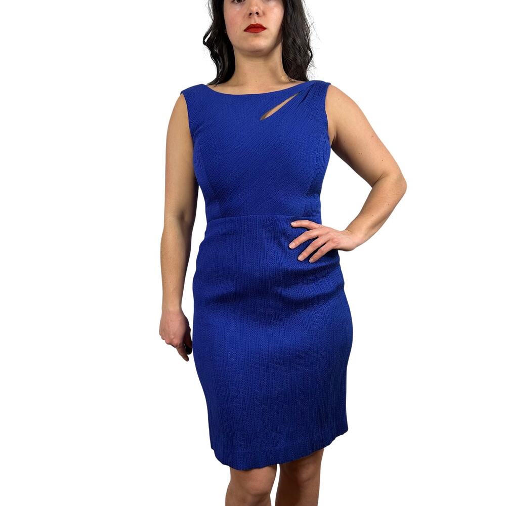 Kay Unger Royal Blue Sheath Dress with Cutout Neckline
